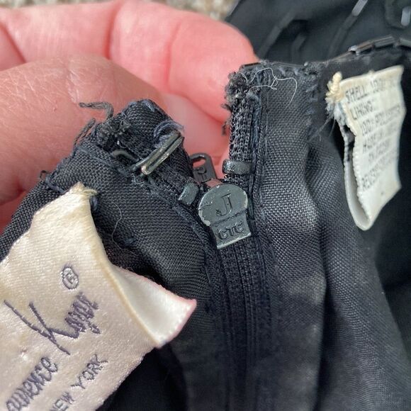 Vintage 80s Laurence Kazar Beaded Shortsleeve Black Formal Cocktail Dress Large - Picture 9 of 16